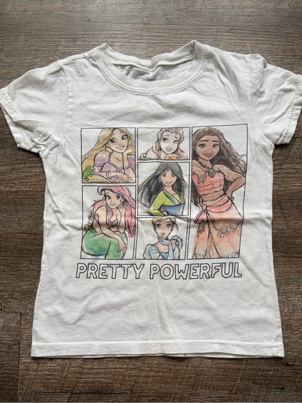 🌸 $10 SALE 🌸 Disney White Girls Tee with Multicolor Princess Panels